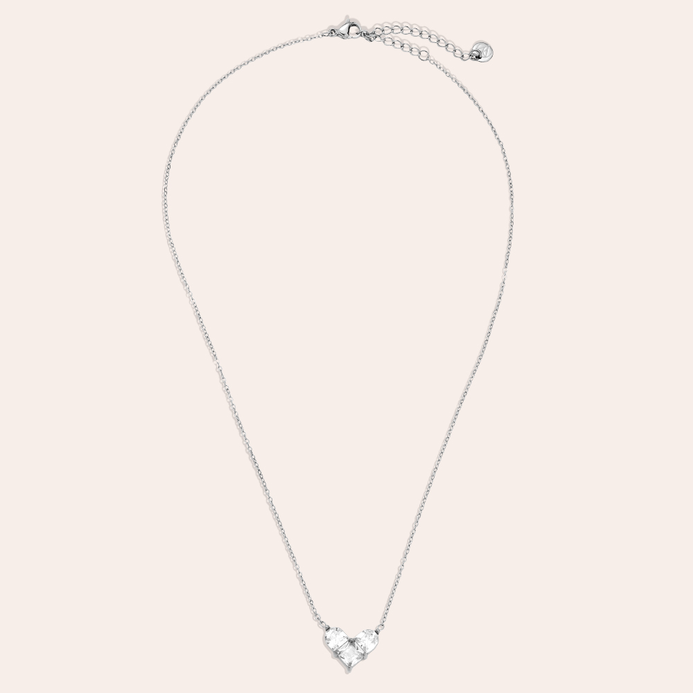 40cm Nice Diamond Heart Edelstahl Halskette     