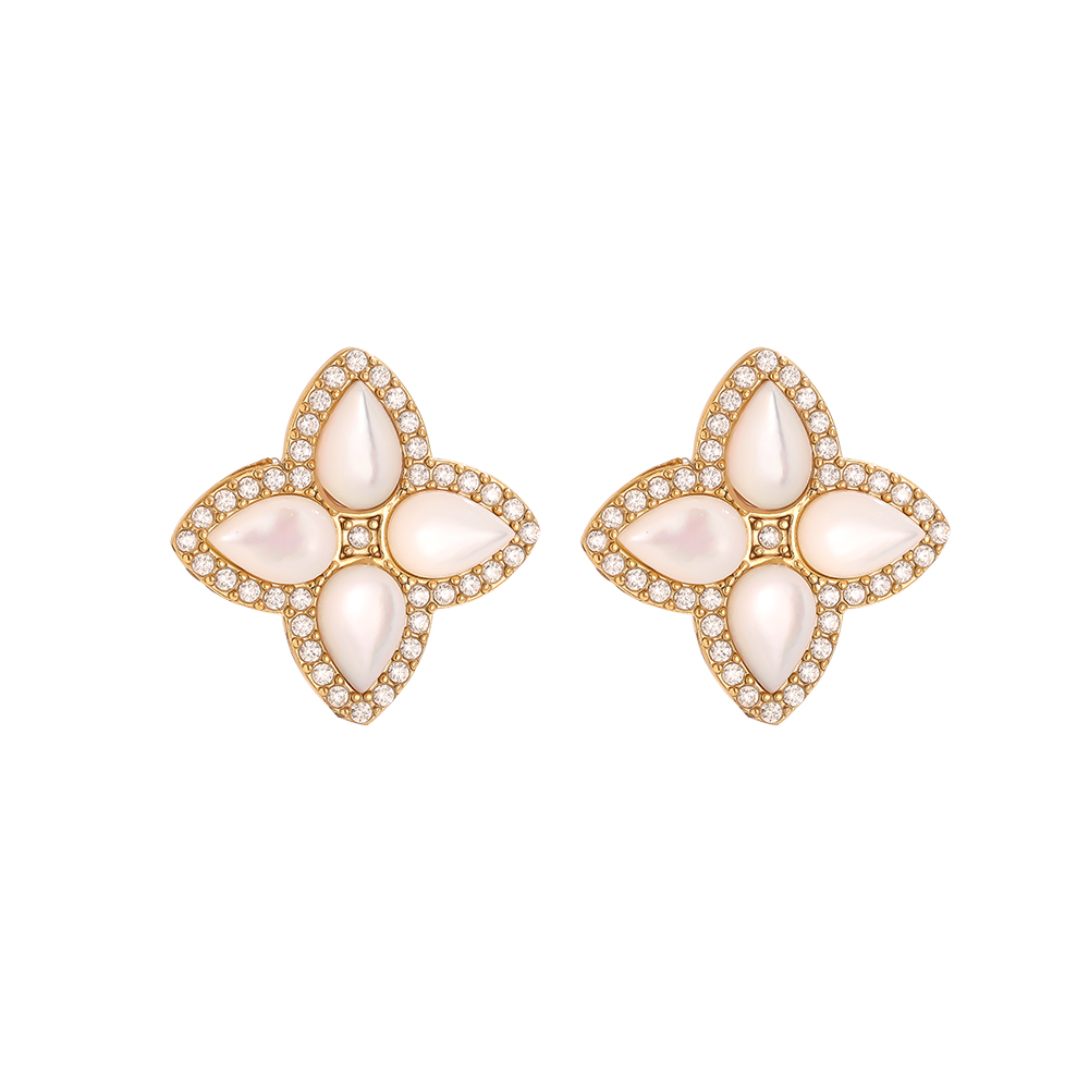 15mm Nice Diamond Luckly Flower Edelstahl Ohrringe   