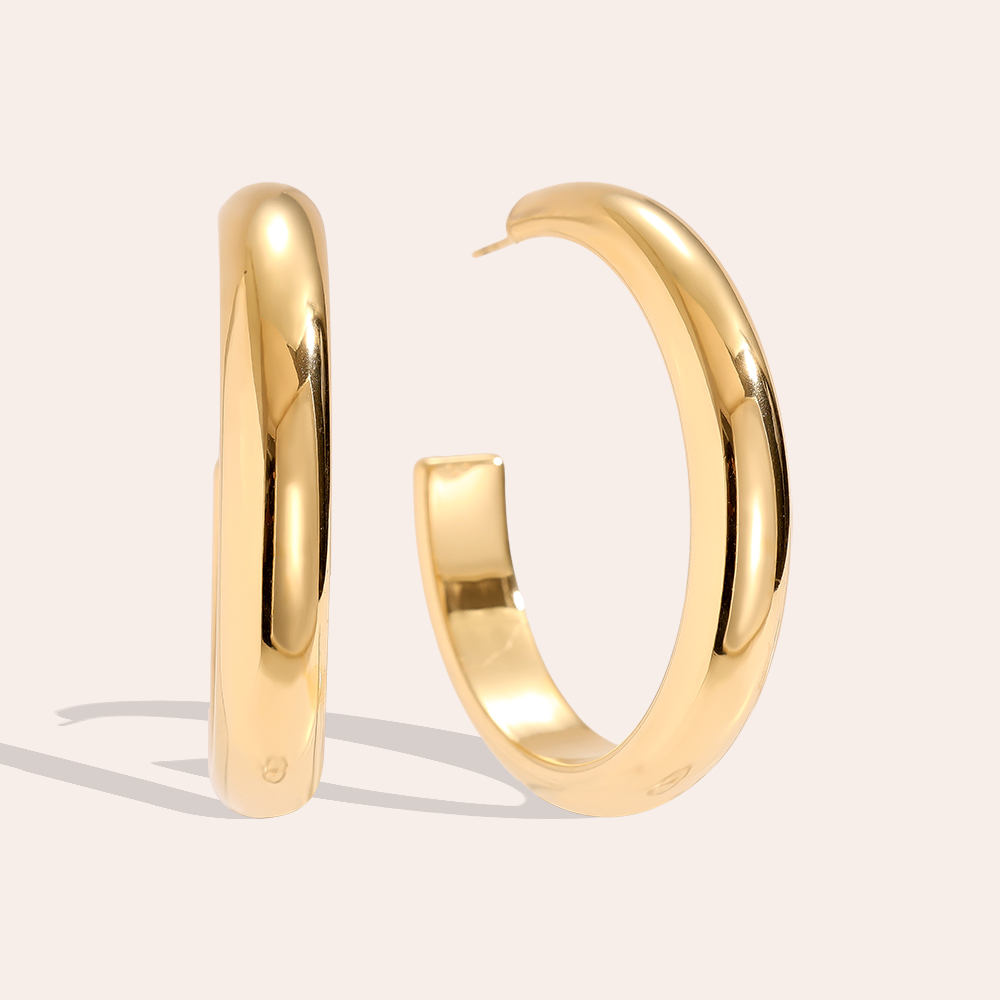 4cm Casual Half Hoop Edelstahl Ohrringe     