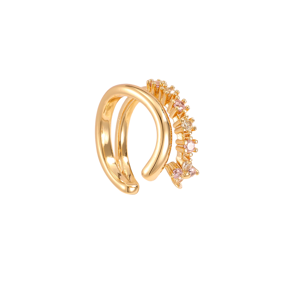 14mm zweilagige kleine Zirkonia Vergoldete Ear-cuffs       