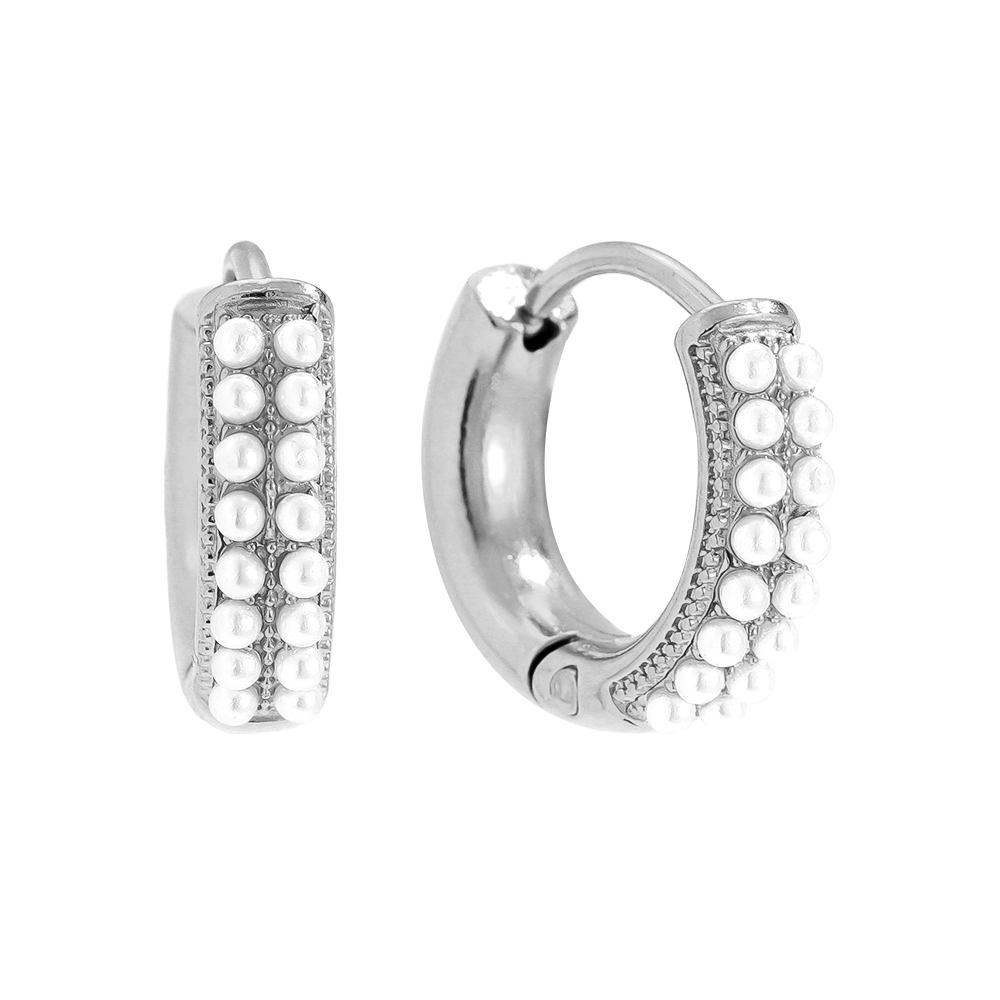 1.4cm Dobble Pearl Line Edelstahl Ohrringe        