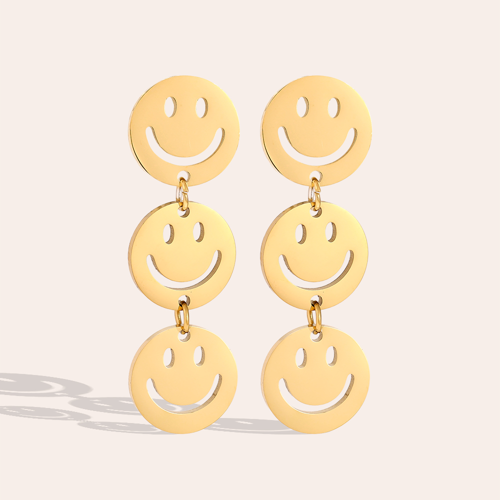 3.2cm Smiley Face Edelstahl Ohrringe    