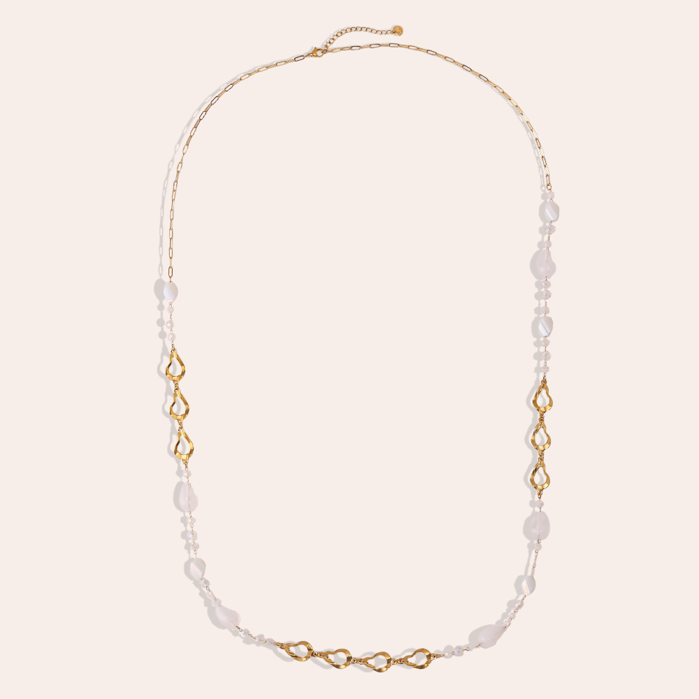 97cm Harz Tropfen und goldener Tropfen Edelstahl Halskette     