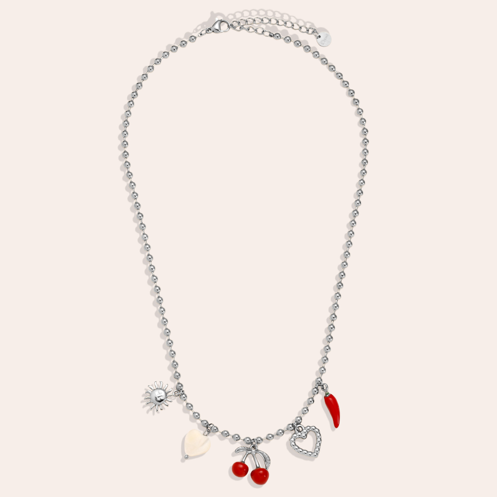 40cm Many Nice Charms Edelstahl Halskette     