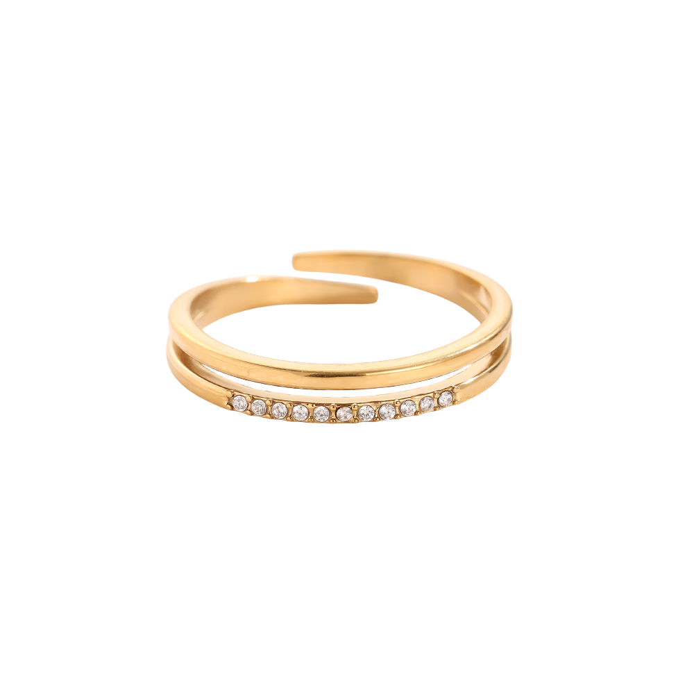 Two Layer Simple Diamond Edelstahl Ring          
