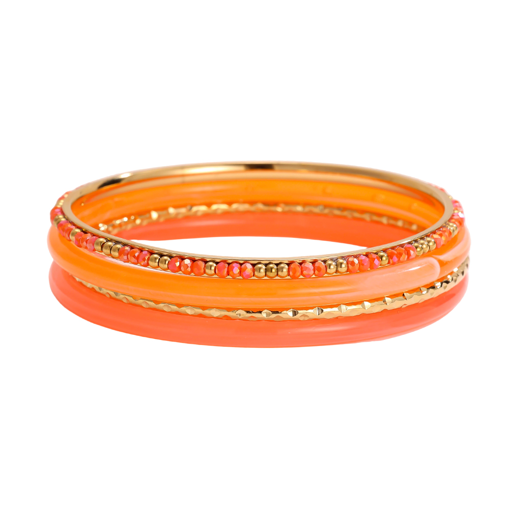 6.5cm Breite 4er Acryl Edelstahl Armreif Set 