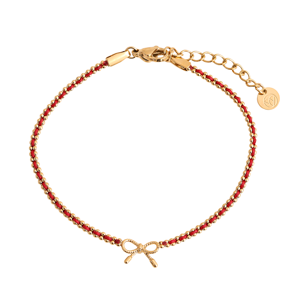 17cm Schleife ist an der roten Schnur Edelstahl Armband       