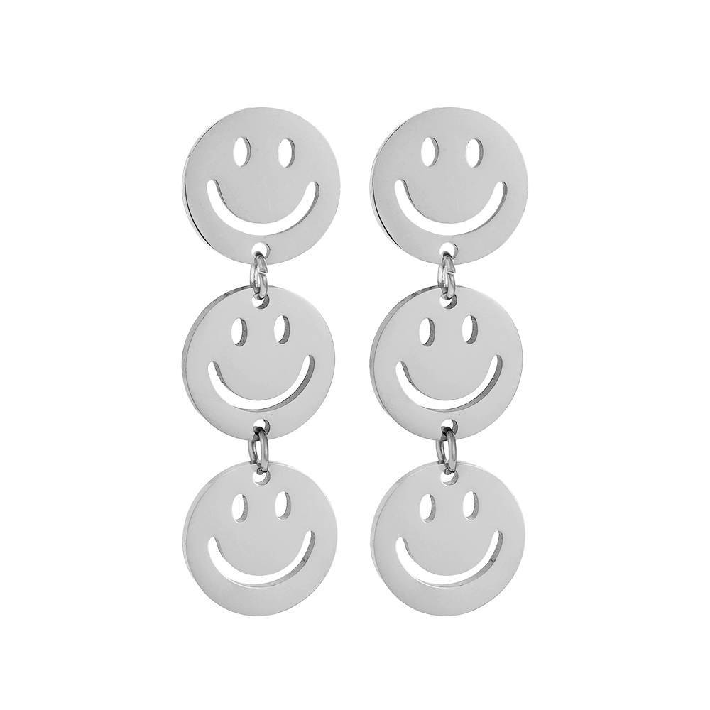 3.2cm Smiley Face Edelstahl Ohrringe    