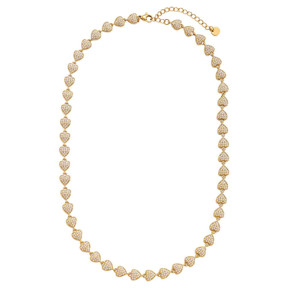 43cm Diamond Hearts Chain Edelstahl Halskette    