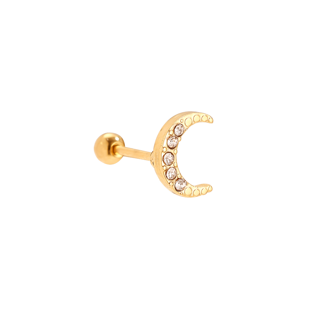 8mm Diamond Moon Edelstahl Piercing        