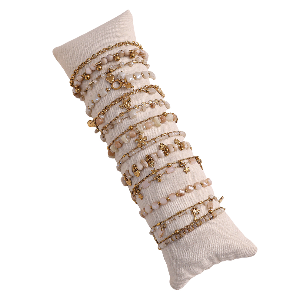 Edelstahl Armband Set 12er 17cm Armbänder mit Harz, Kristall, Blumen und Herz 