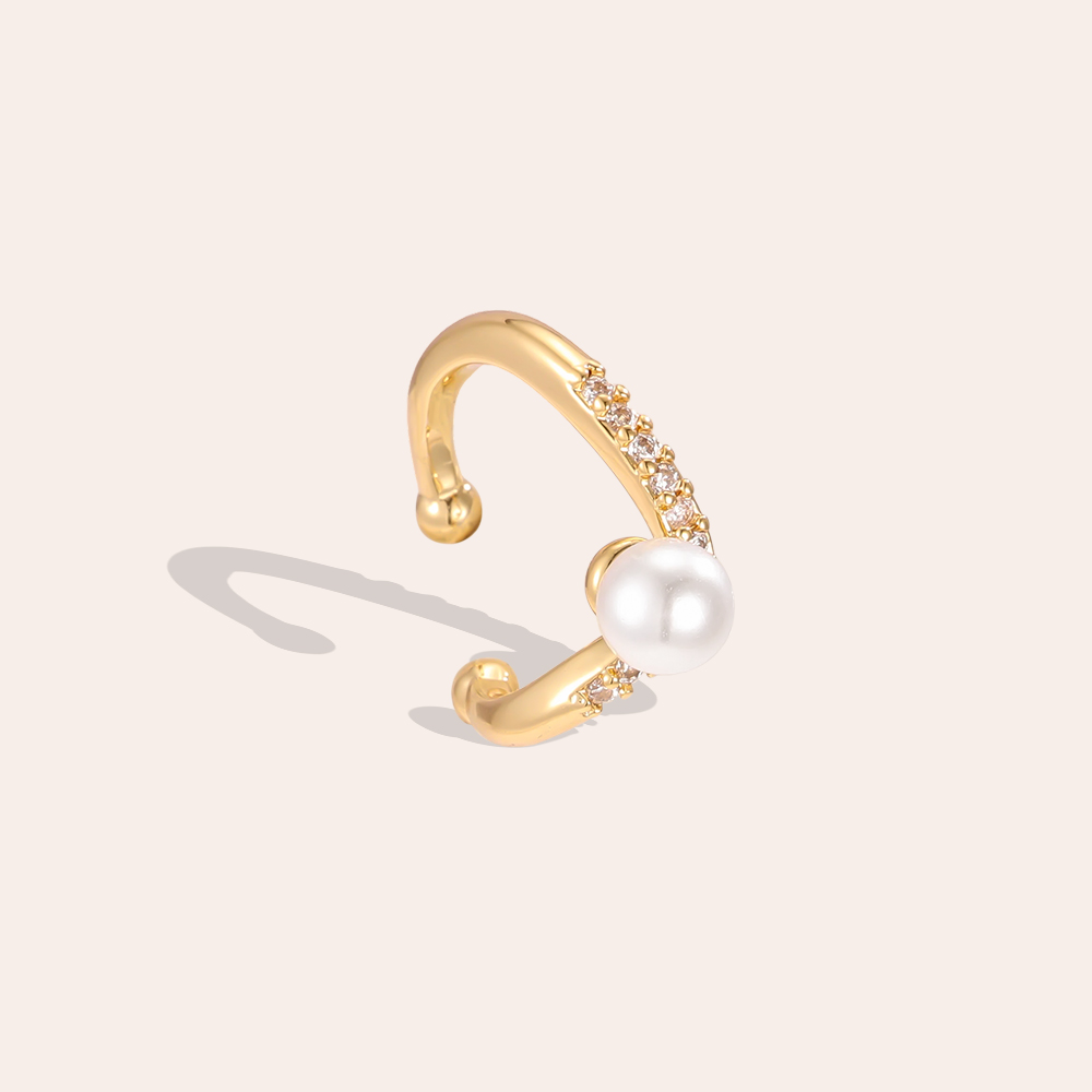 Vergoldete Ear-cuffs 15mm Zirkonia  Kleine Perle