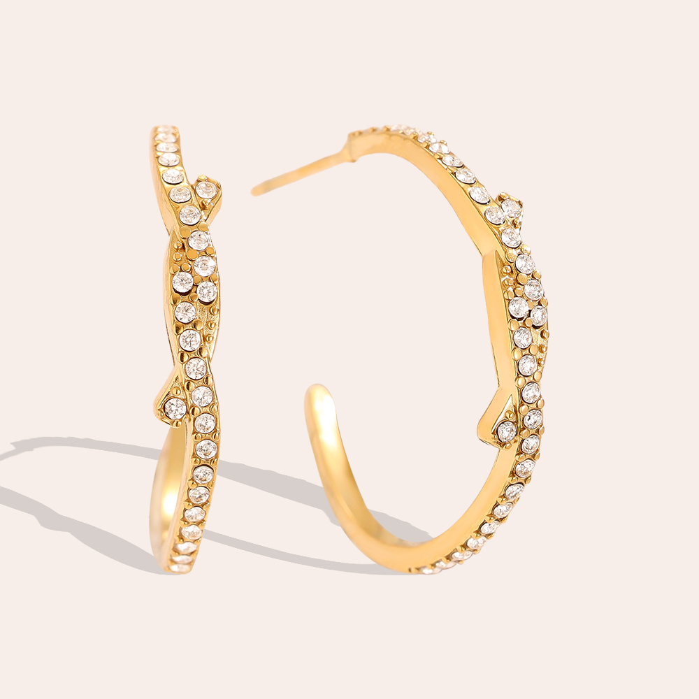 2cm Nice Meet Diamond Half Hoop Edelstahl Ohrringe    