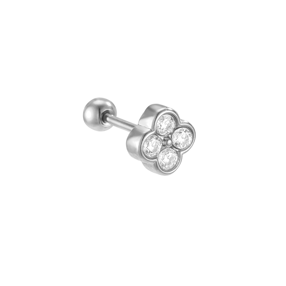 Edelstahl Piercing 5mm Mini Zirkonia Blume