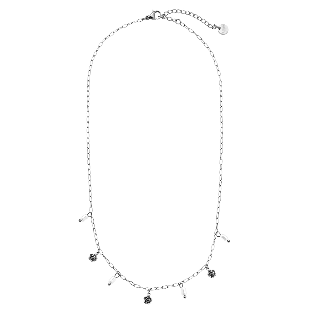 40cm Mini Flower And Pearl Edelstahl Halskette    