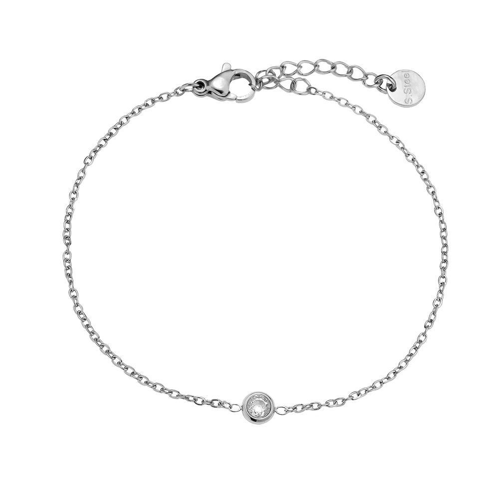 16cm Minimalistisches Zirkonia Edelstahl Armband