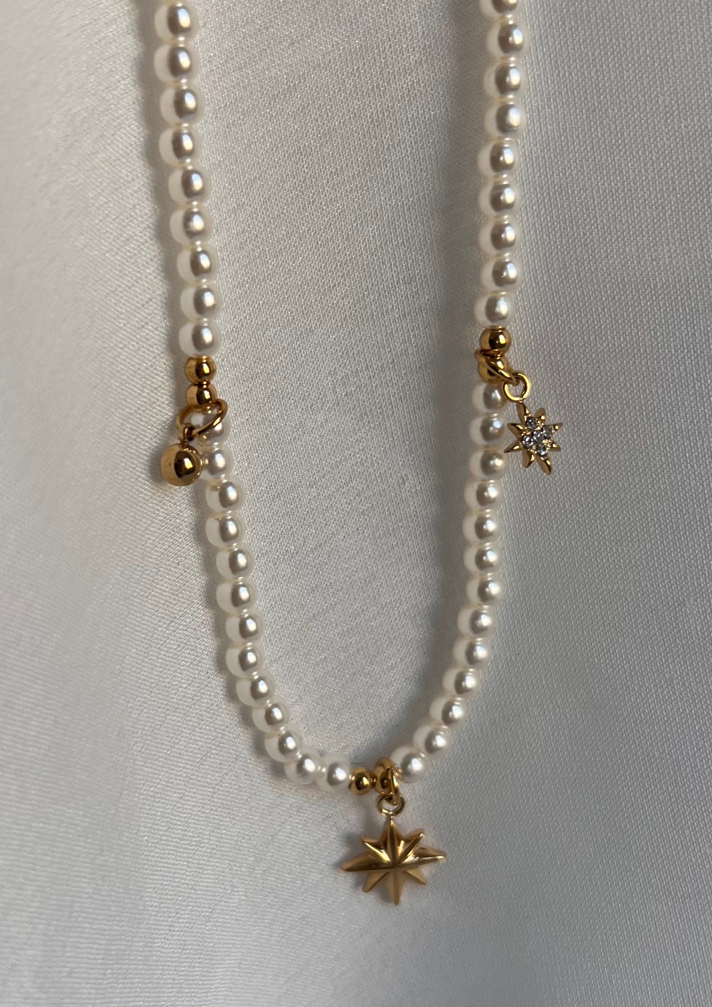 40cm Pearl Star Diamond Edelstahl Halskette