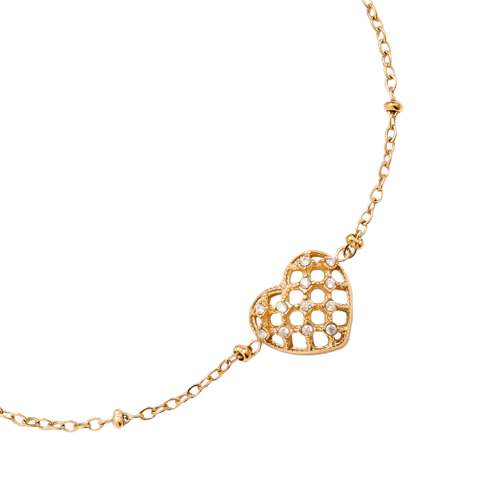 17cm Pretty Diamond Heart Edelstahl Armkette   