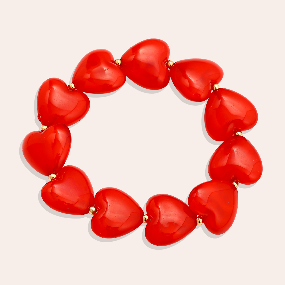 Elastic Acrylic Heart Chain Edelstahl Armkette       