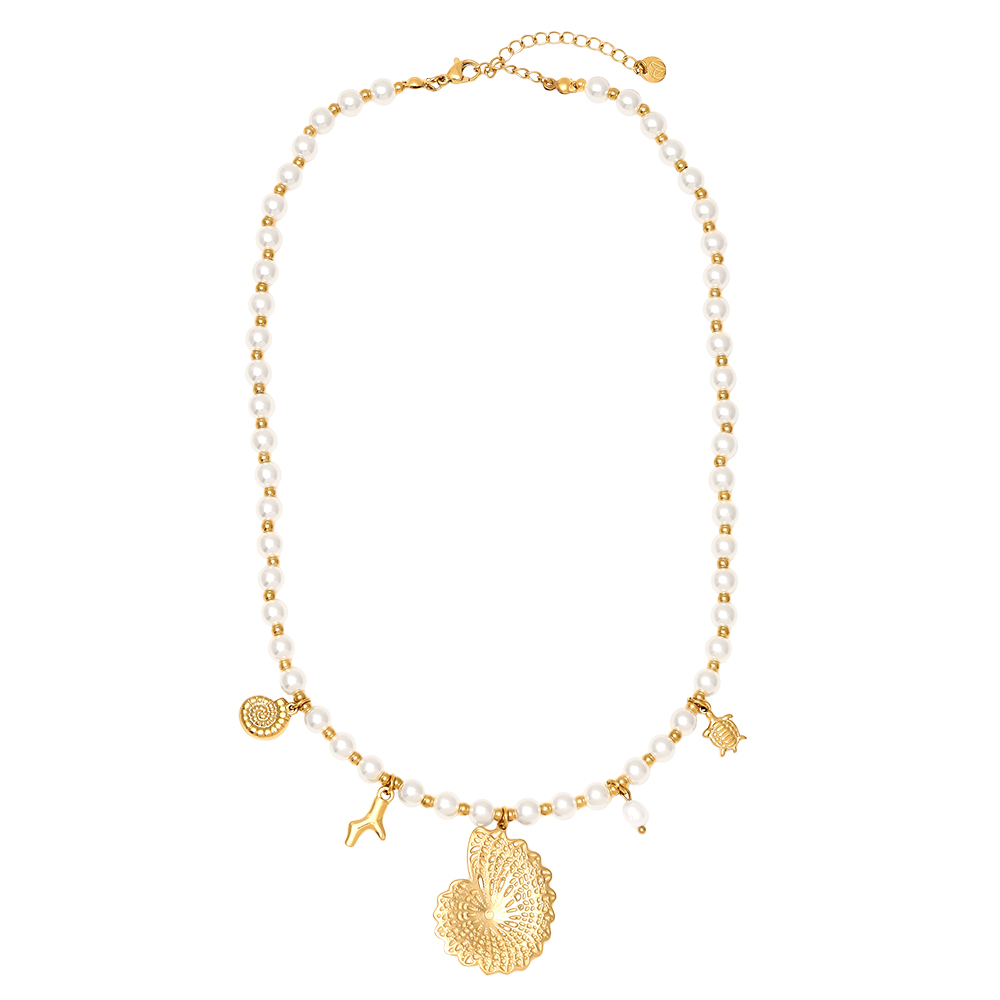 42cm Ocean Love In Pearl Chain Edelstahl Halskette     