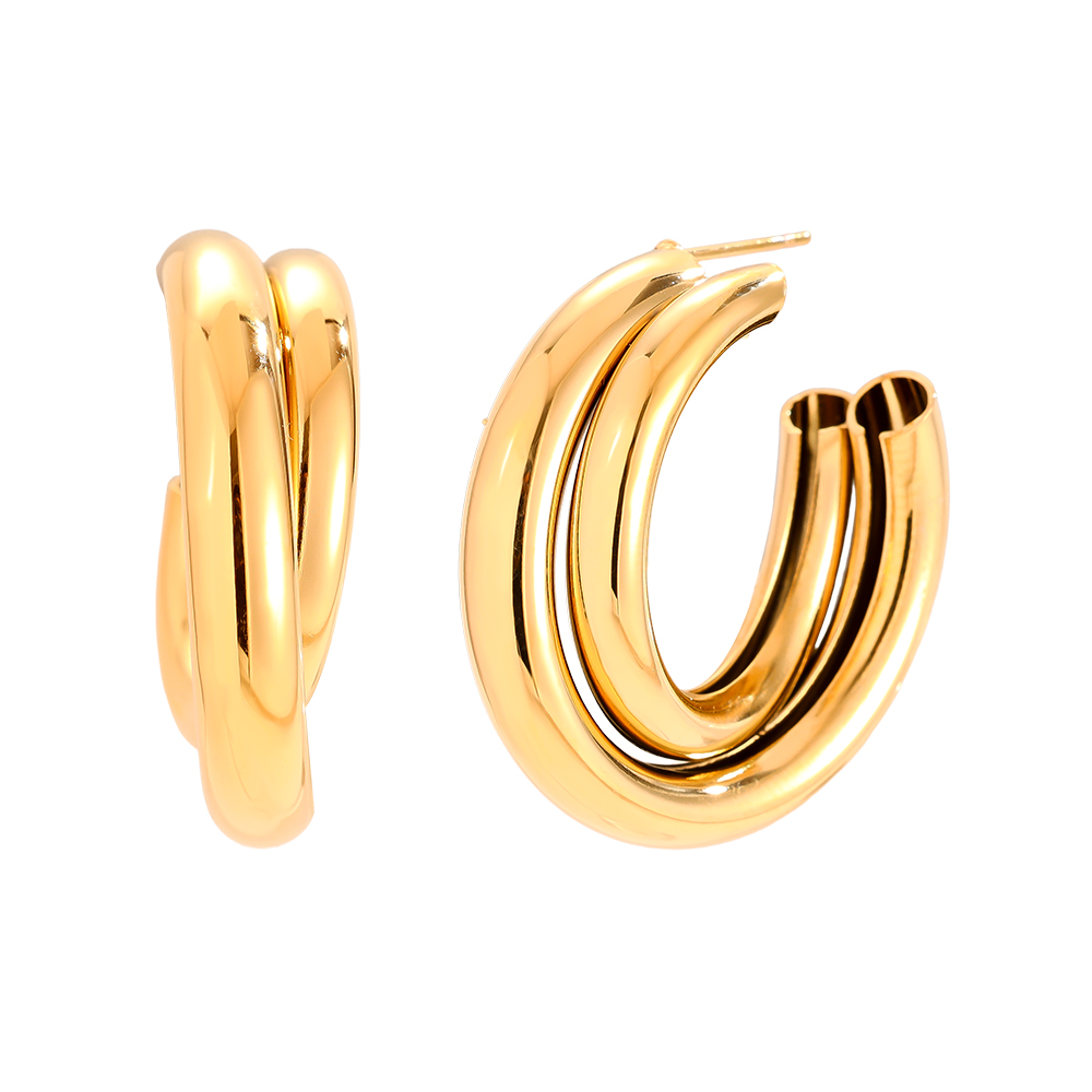 28mm Two Hoop Edelstahl Ohrringe    
