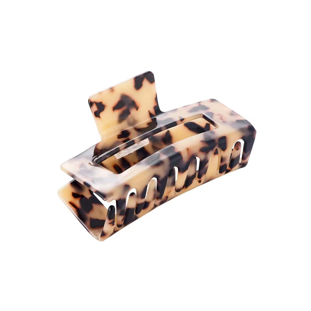 Smoky Light Leopard Acryl Square Haarklammer   