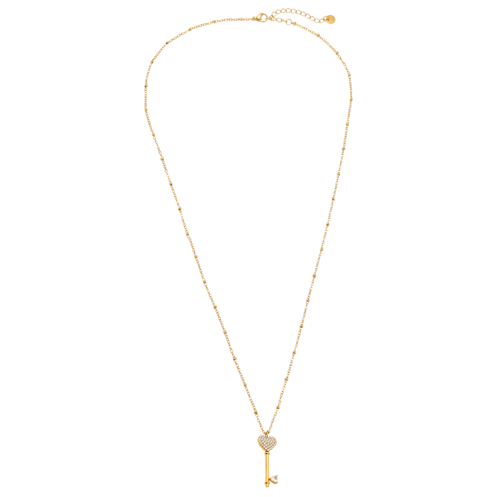 60cm Diamond Heart Key Edelstahl Halskette     