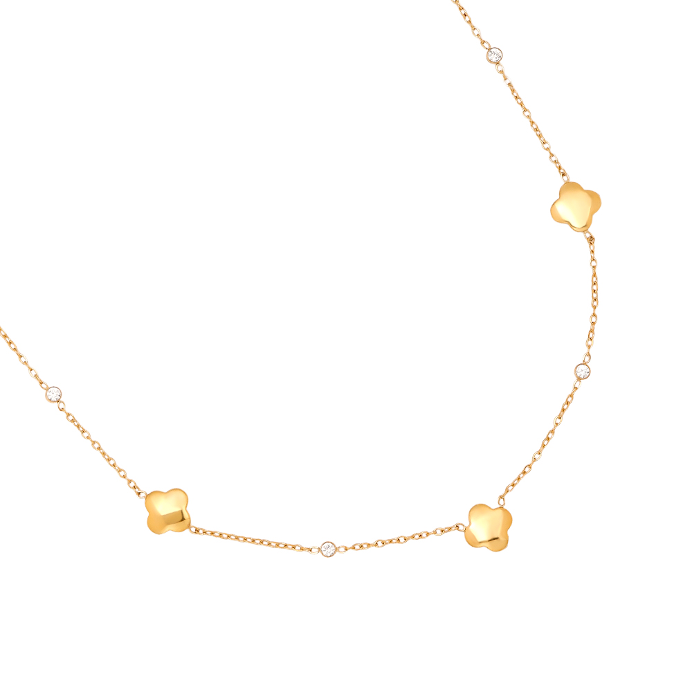 39cm Luckly Flower Plate Edelstahl Halskette 