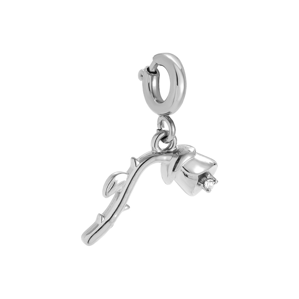 15mm Spring Clasp Rose With Diamond Edelstahl Pendant 15mm Spring Clasp Rose With Diamond Edelstahl Pendant