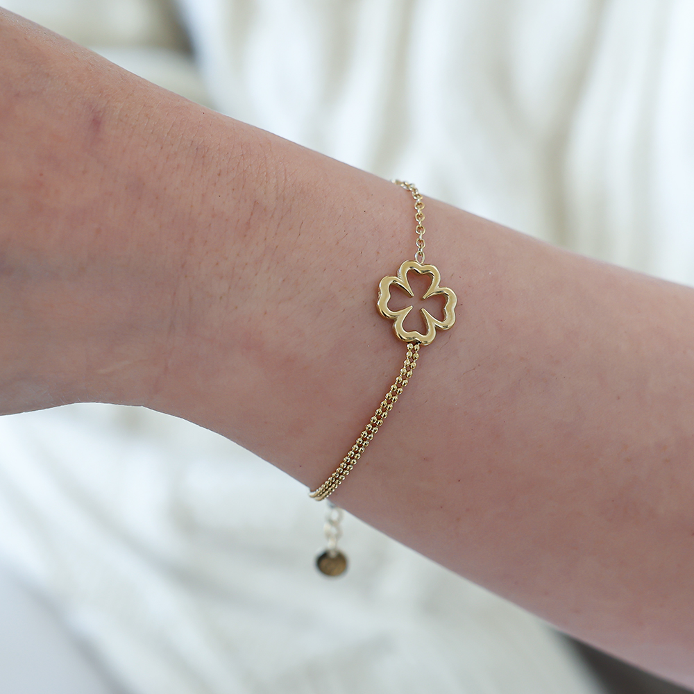 16cm Schlichte Blume Edelstahl Armkette       