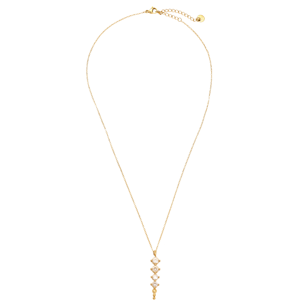 40cm Four Diamond Dots Edelstahl Halskette    