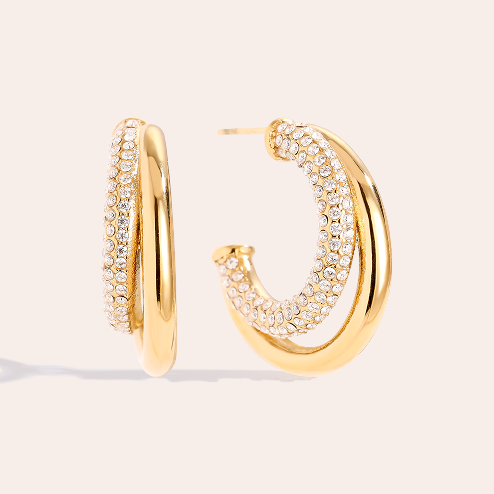 35mm Fine Diamond Hoop Edelstahl Ohrringe 