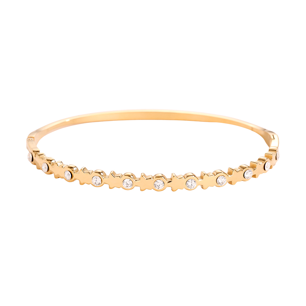 6.4cm Diameter Star And Diamonds Edelstahl Armreif      