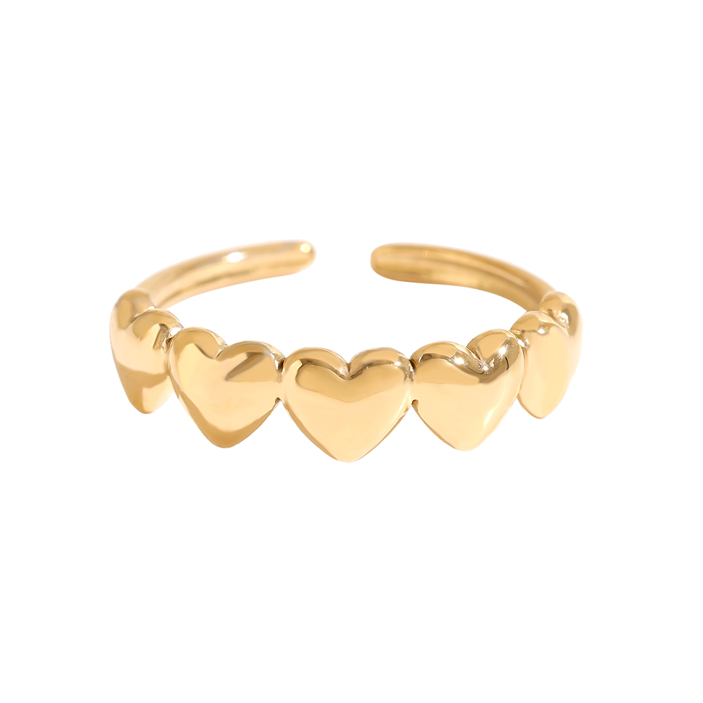 Adjustable Five Hearts Edelstahl Ring