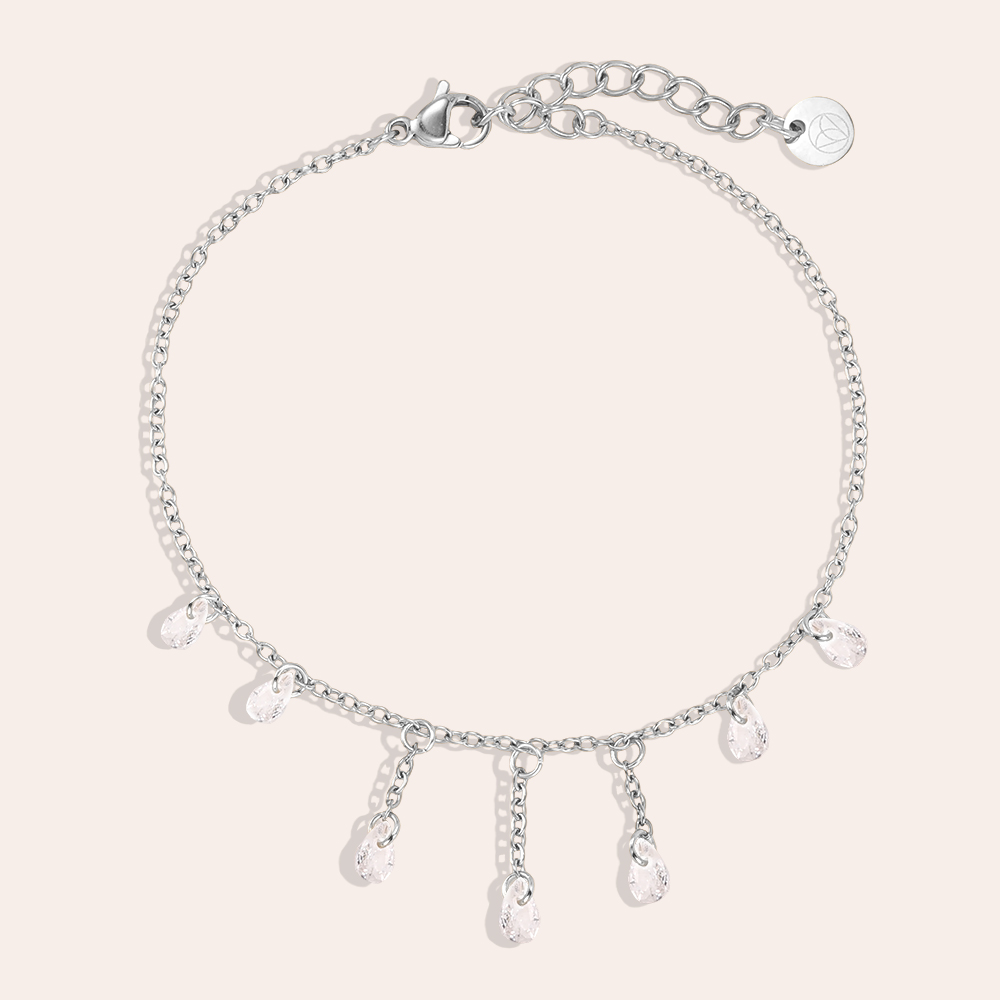 Edelstahl Armband 17cm ropfenförmiger Zirkonia