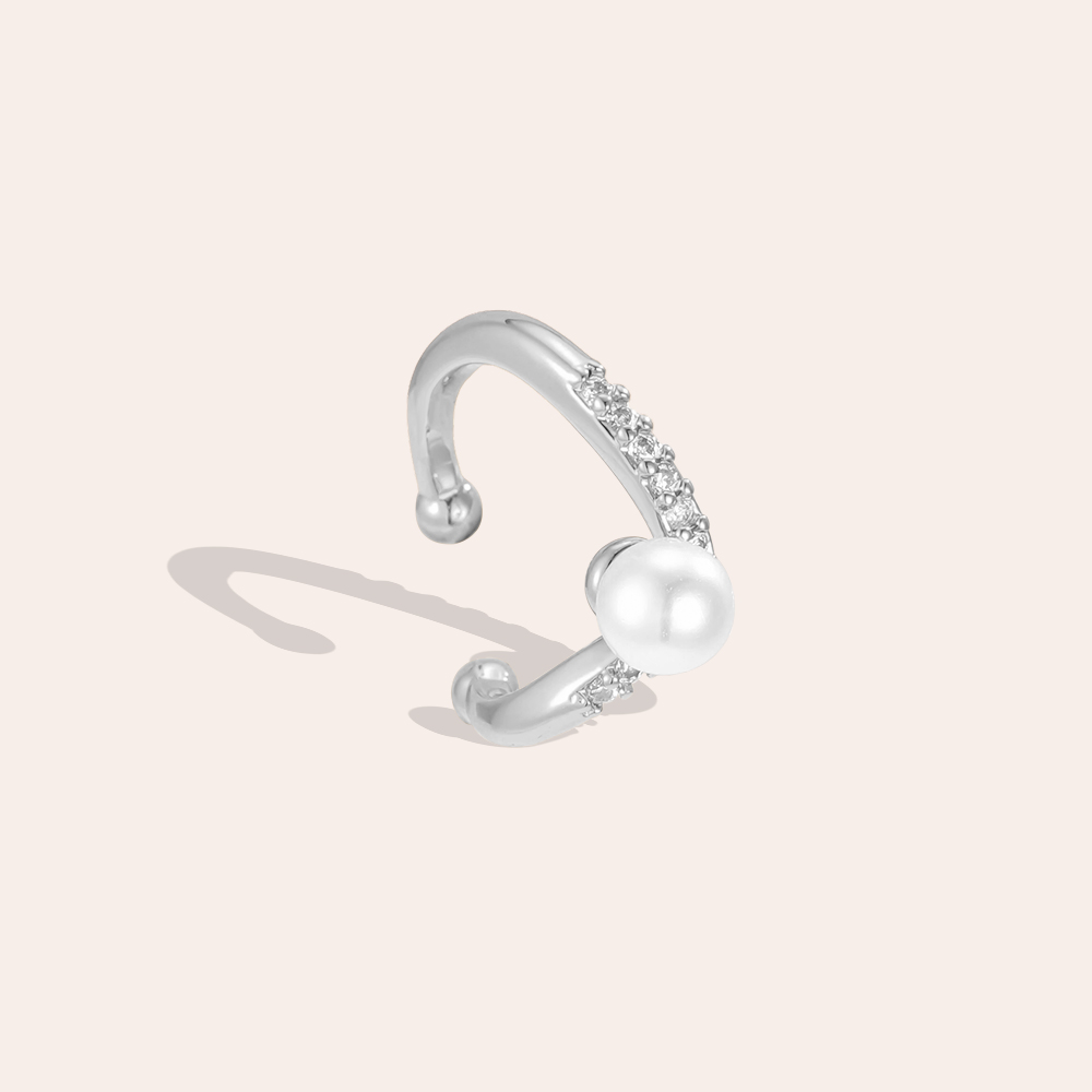 Vergoldete Ear-cuffs 15mm Zirkonia  Kleine Perle