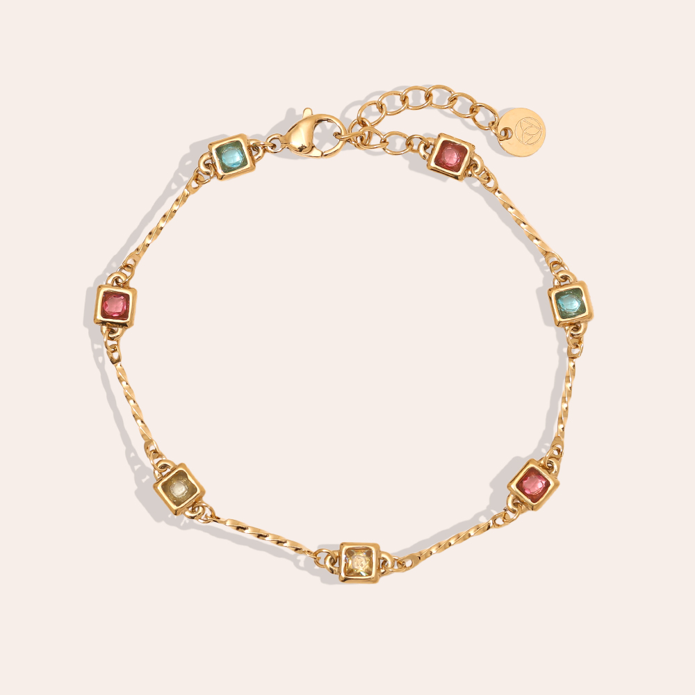 16.5cm Quadrat Zirkonia Stein Edelstahl Armband 