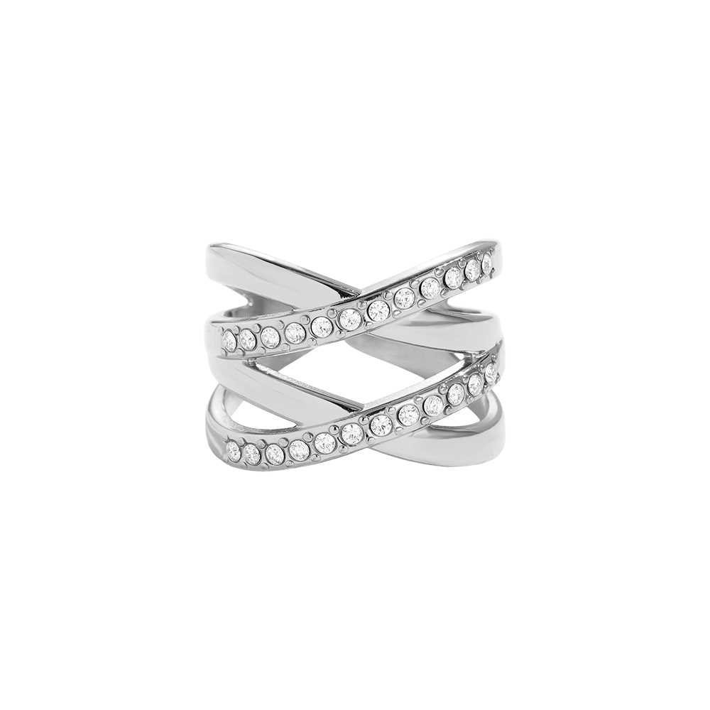 Double X Diamond Edelstahl Ring   