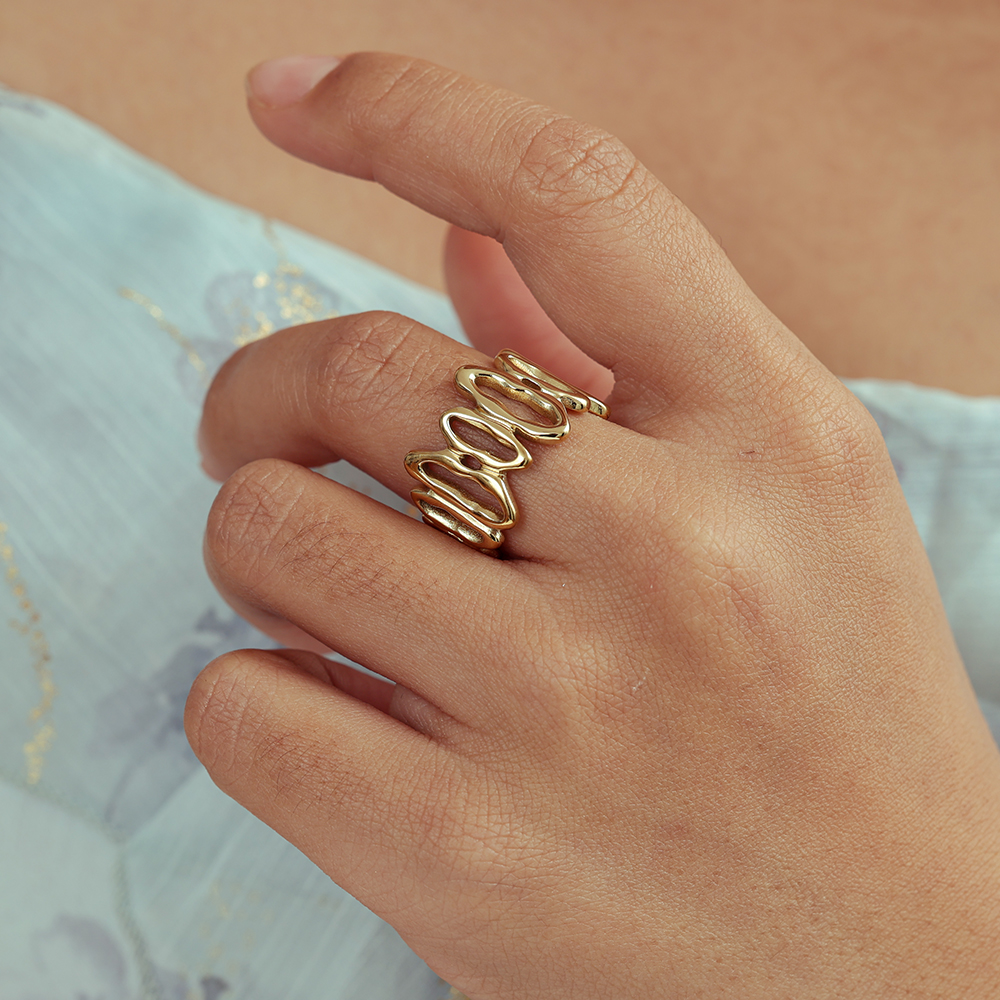 Verstellbarer unregelmäßig geformte Ellipsen Edelstahl Ring       