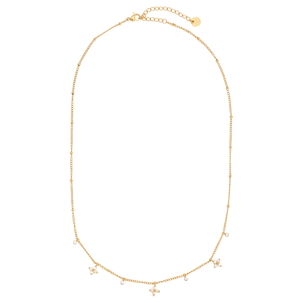 40cm Tiny Diamond Flower Edelstahl Halskette      