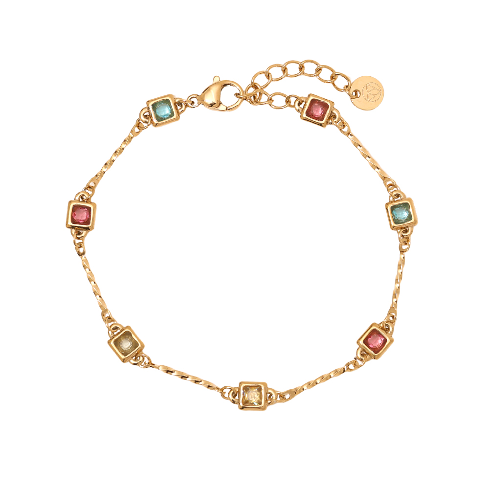 16.5cm Quadrat Zirkonia Stein Edelstahl Armband 