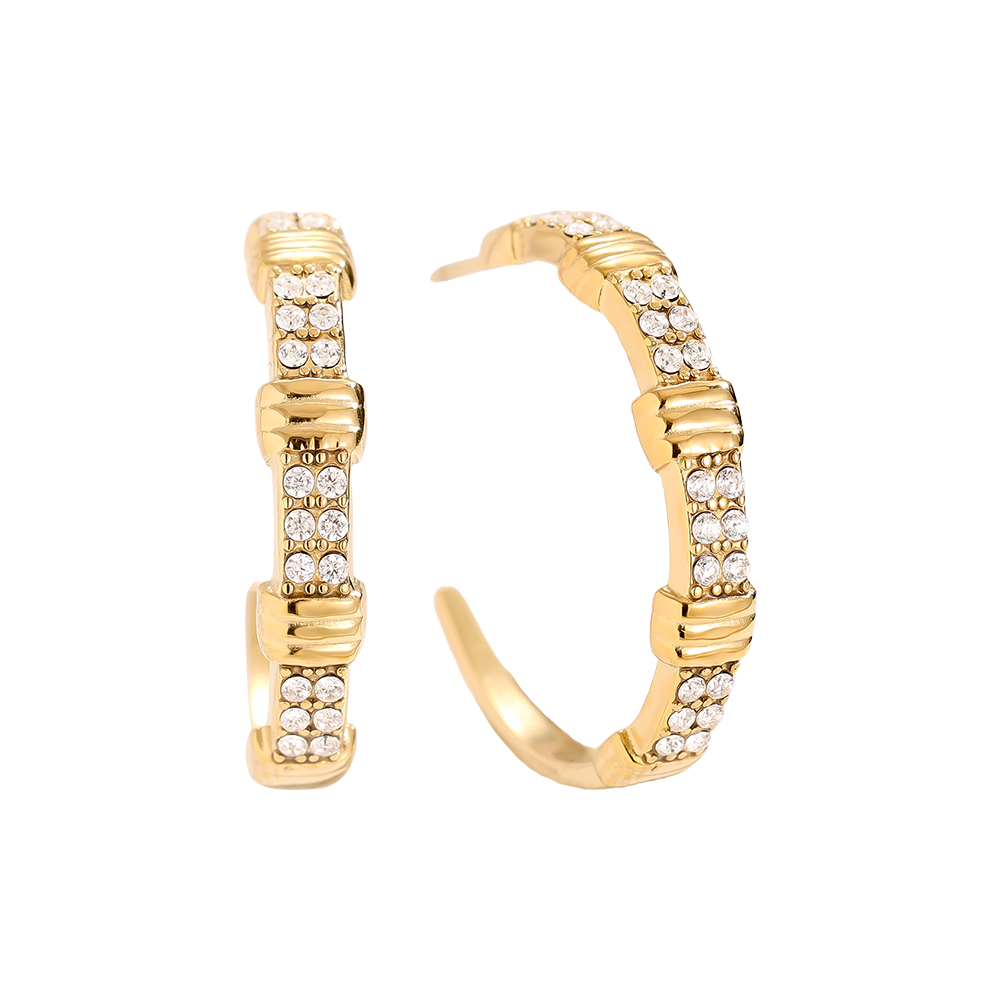 2cm Little Brikes Diamond Half Hoop Edelstahl Ohrringe   