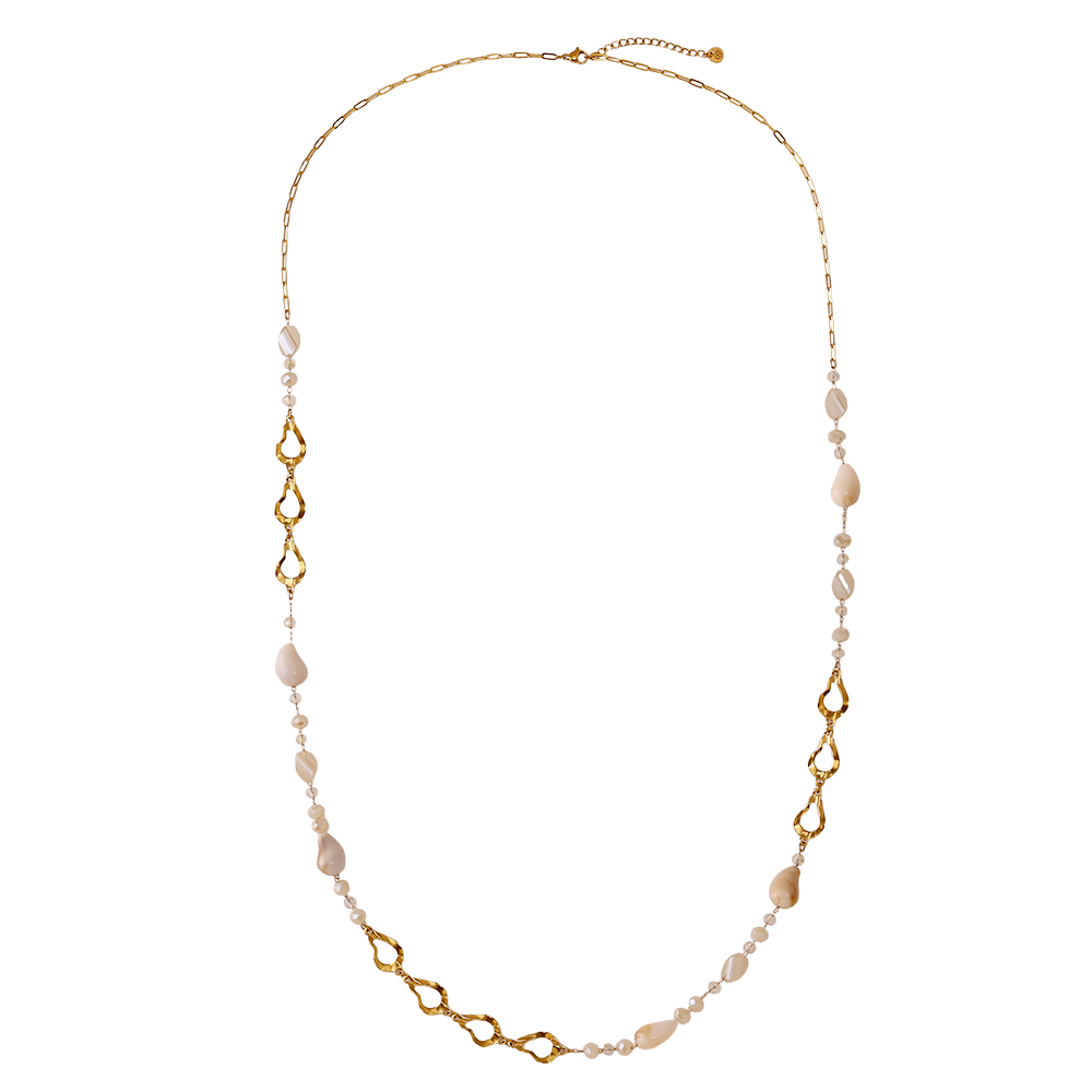 97cm Harz Tropfen und goldener Tropfen Edelstahl Halskette     