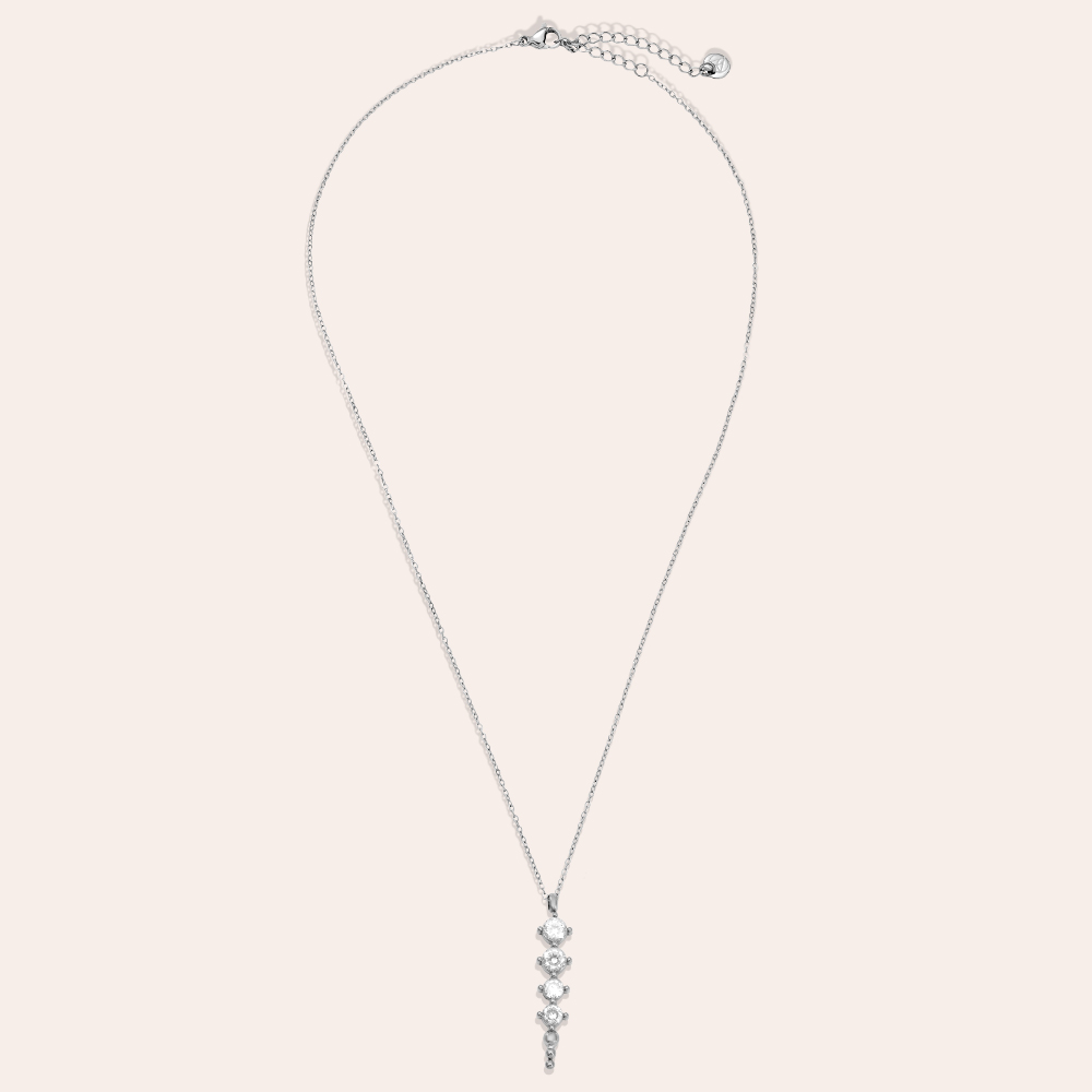40cm Four Diamond Dots Edelstahl Halskette    