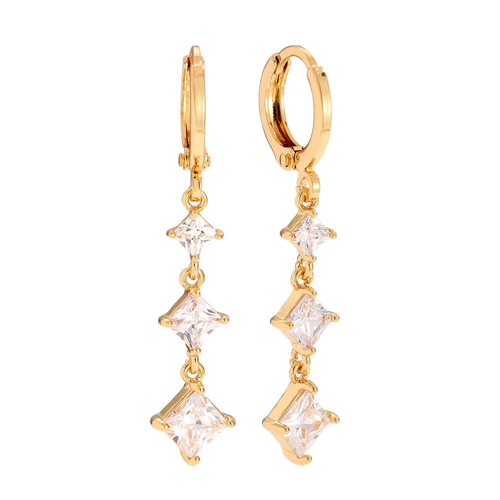3.9cm Diamond Cubes Vergoldete Ohrringe      