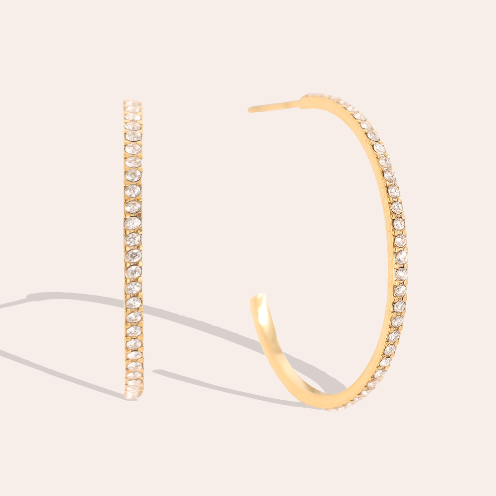 30mm Simple Diamond Half Hoop Edelstahl Ohrringe   