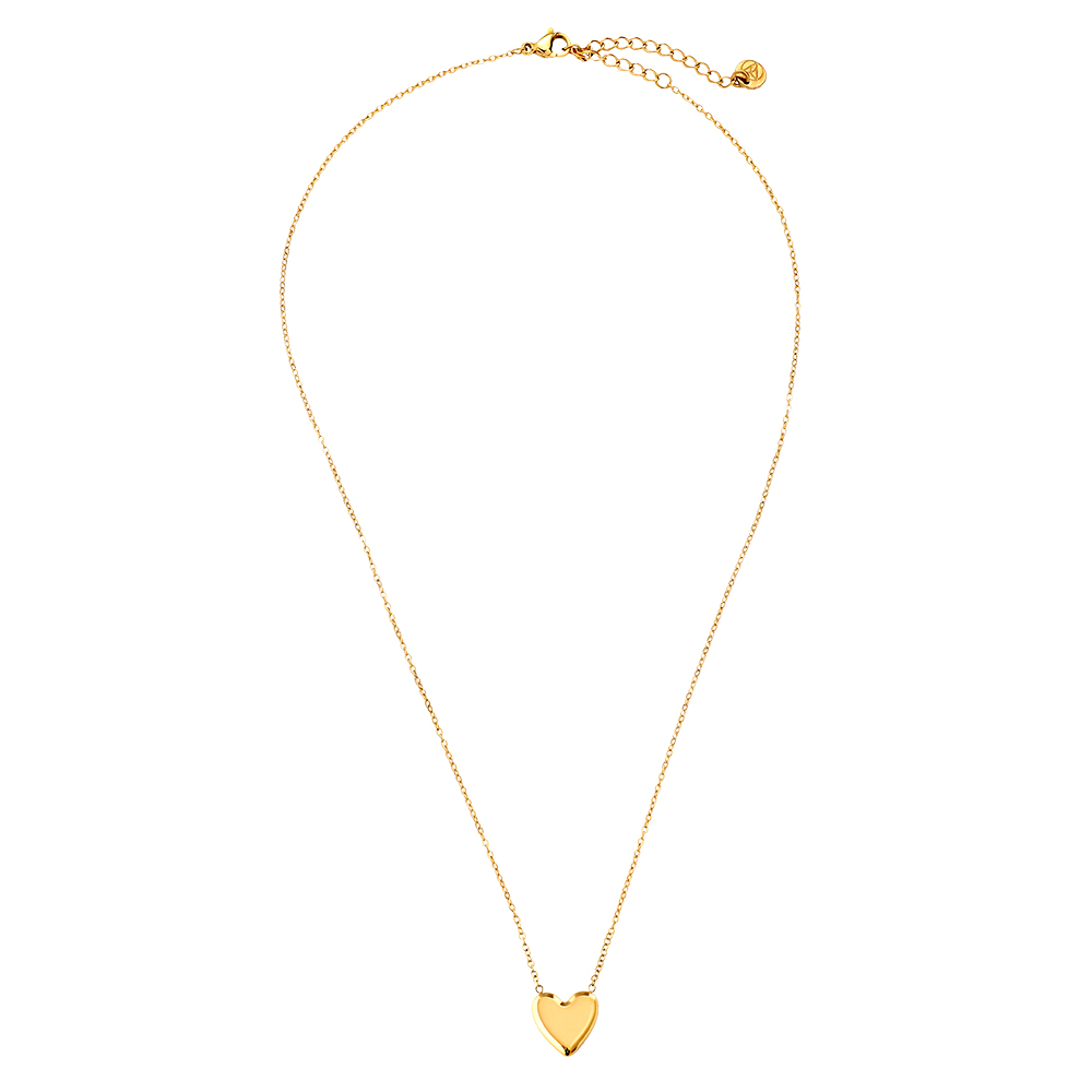 38cm Simple Heart Edelstahl Halskette  