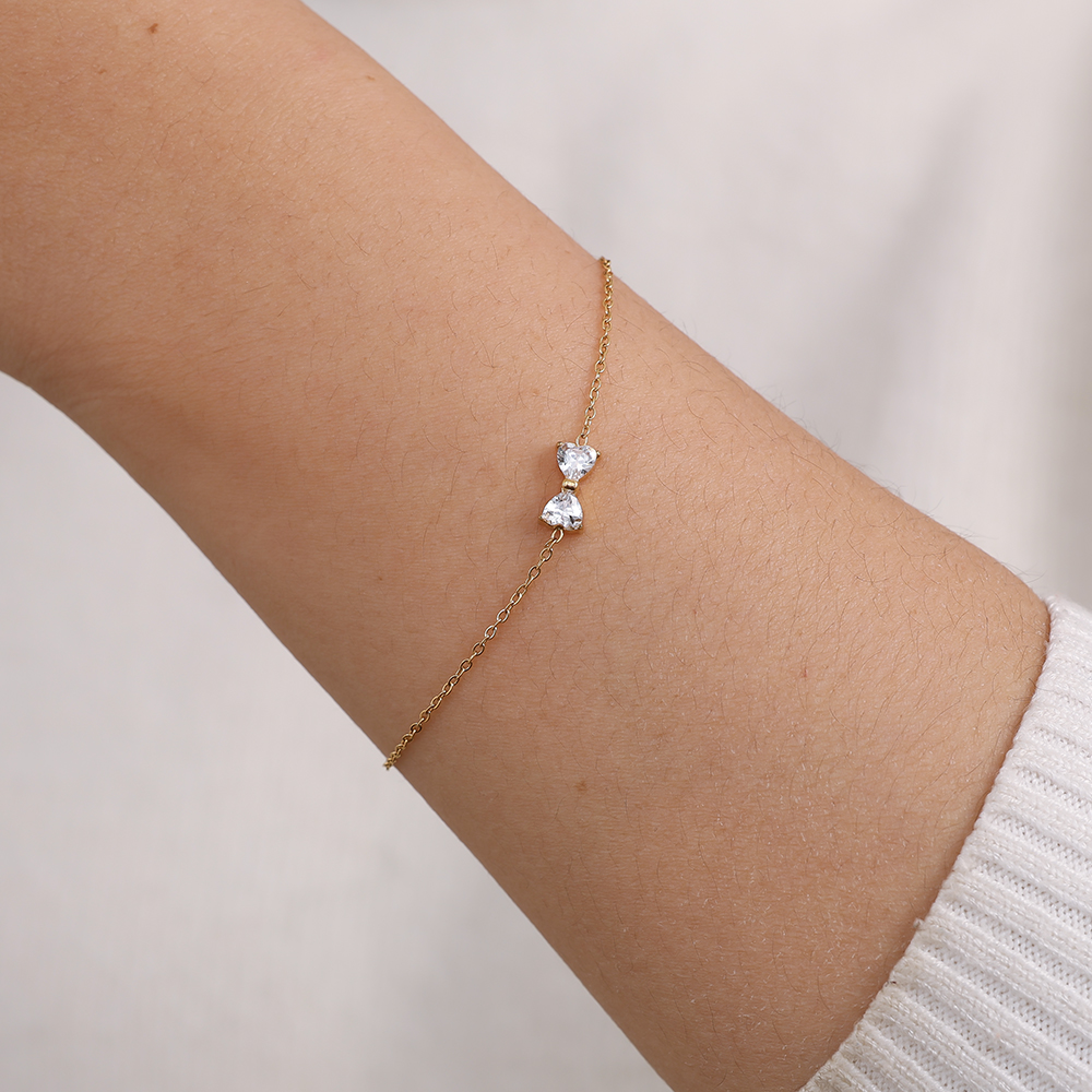 16cm Bowtie Diamond Edelstahl Armband