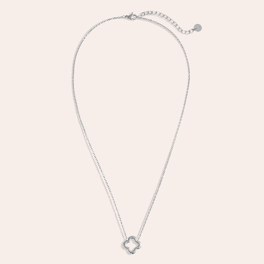 40cm Glückskleeblatt Edelstahl Halskette     