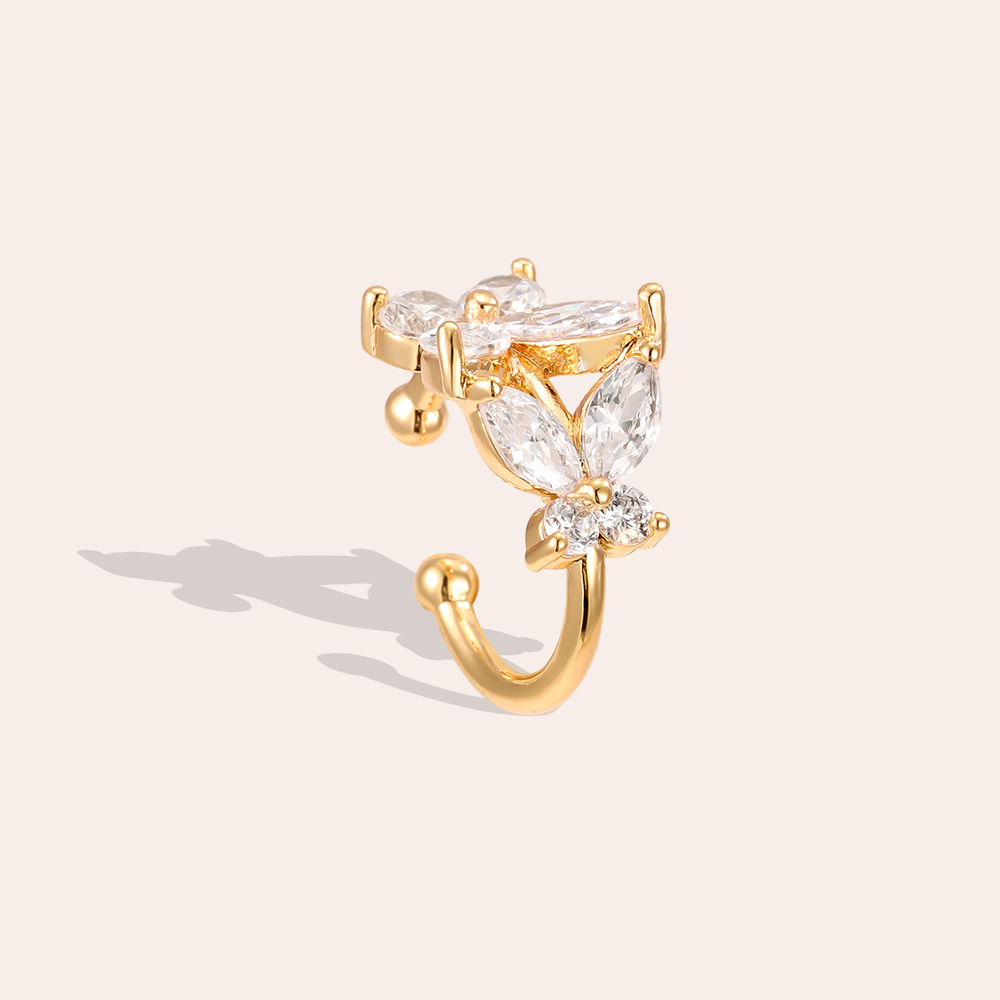 Vergoldete Ear-cuffs 15mm Zirkonia Schmetterling